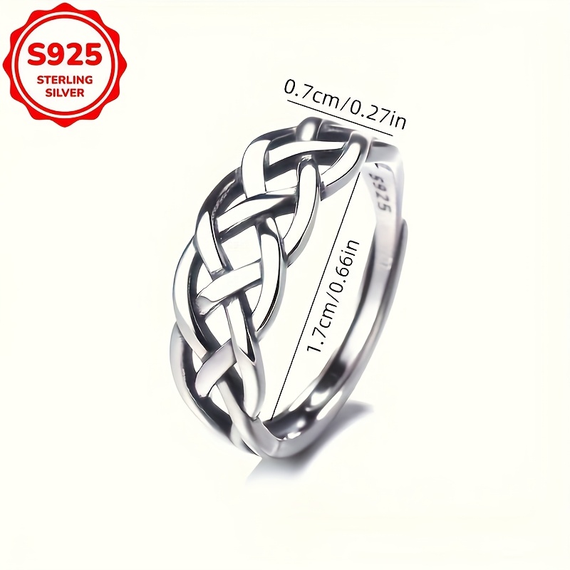 Women's S925 Silver Vintage Punk Style Woven Ring, Party Accessory